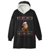 Sea Lion Wearing Santa Hat Ugly Xmas Sea Lion Lovers Hooded Wearable Blanket