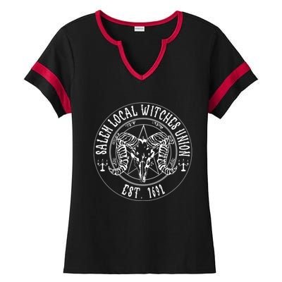 Salem Local Witches Union Est 1692 Halloween Salem Witch Gift Ladies Halftime Notch Neck Tee