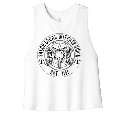 Salem Local Witches Union Est 1692 Halloween Salem Witch Gift Women's Racerback Cropped Tank