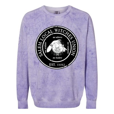 Salem Local Witches Union Est 1692 Crystal Ball Halloween Gift Colorblast Crewneck Sweatshirt