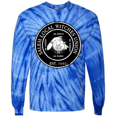 Salem Local Witches Union Est 1692 Crystal Ball Halloween Gift Tie-Dye Long Sleeve Shirt