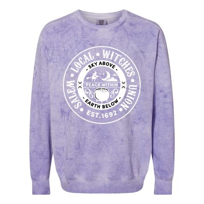 Salem Local Witches Union Sky Above Earth Est 1692 Halloween Gift Colorblast Crewneck Sweatshirt