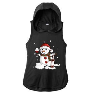 Snowman Love Wine Drink Lady Cool Snow Christmas Ladies PosiCharge Tri-Blend Wicking Draft Hoodie Tank