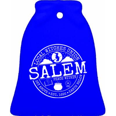 Salem Local Witches Union Witchcraft Pagan Wiccan Halloween Meaningful Gift Ceramic Bell Ornament