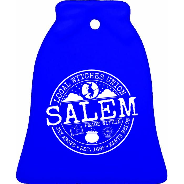 Salem Local Witches Union Witchcraft Pagan Wiccan Halloween Meaningful Gift Ceramic Bell Ornament