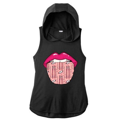 Skier Lips Winter Sports Gift Ski Skiing Cute Gift Ladies PosiCharge Tri-Blend Wicking Draft Hoodie Tank