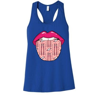 Skier Lips Winter Sports Gift Ski Skiing Cute Gift Women's Racerback Tank