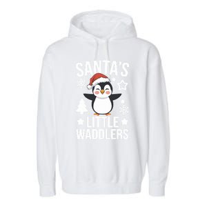 SantaS Little Waddlers Penguin Christmas Gift Garment-Dyed Fleece Hoodie