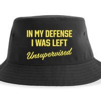 Steve Lehto Wearing In My Defense I Was Left Unsupervised Sustainable Bucket Hat