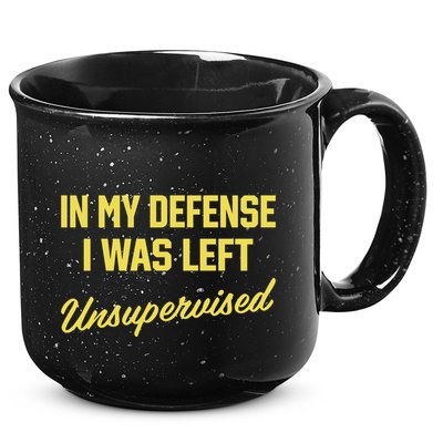 Steve Lehto Wearing In My Defense I Was Left Unsupervised 15oz Campfire Ceramic Mug