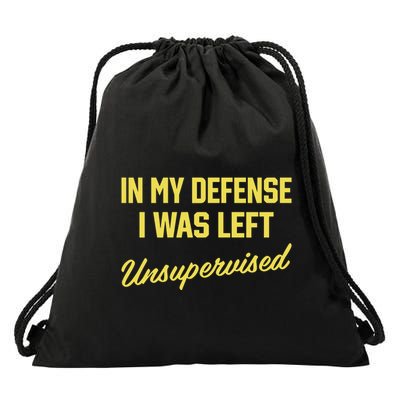 Steve Lehto Wearing In My Defense I Was Left Unsupervised Drawstring Bag