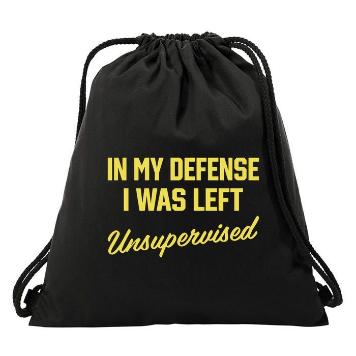 Steve Lehto Wearing In My Defense I Was Left Unsupervised Drawstring Bag