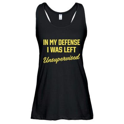 Steve Lehto Wearing In My Defense I Was Left Unsupervised Ladies Essential Flowy Tank