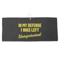Steve Lehto Wearing In My Defense I Was Left Unsupervised Large Microfiber Waffle Golf Towel