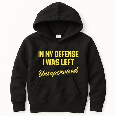 Steve Lehto Wearing In My Defense I Was Left Unsupervised Kids Hoodie