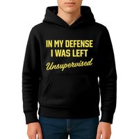 Steve Lehto Wearing In My Defense I Was Left Unsupervised Kids Hoodie