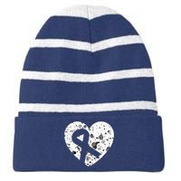 Spread Love With Heart Pink Ribbon World Cancer Day Striped Beanie with Solid Band