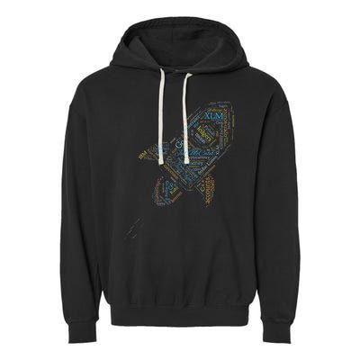 Stellar Lumens Word Cloud Alt Colors Crypto Garment-Dyed Fleece Hoodie