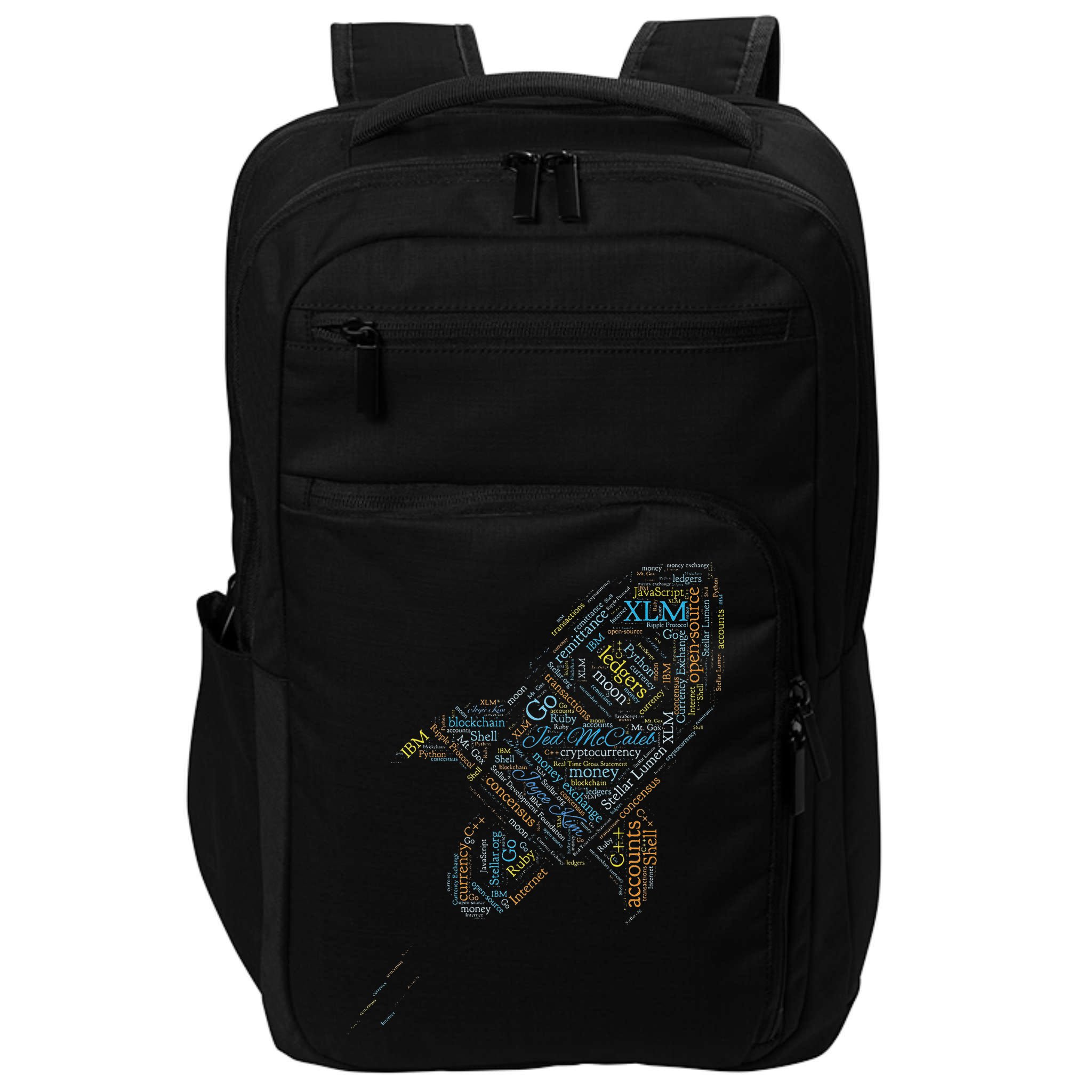 Stellar Lumens Word Cloud Alt Colors Crypto Impact Tech Backpack