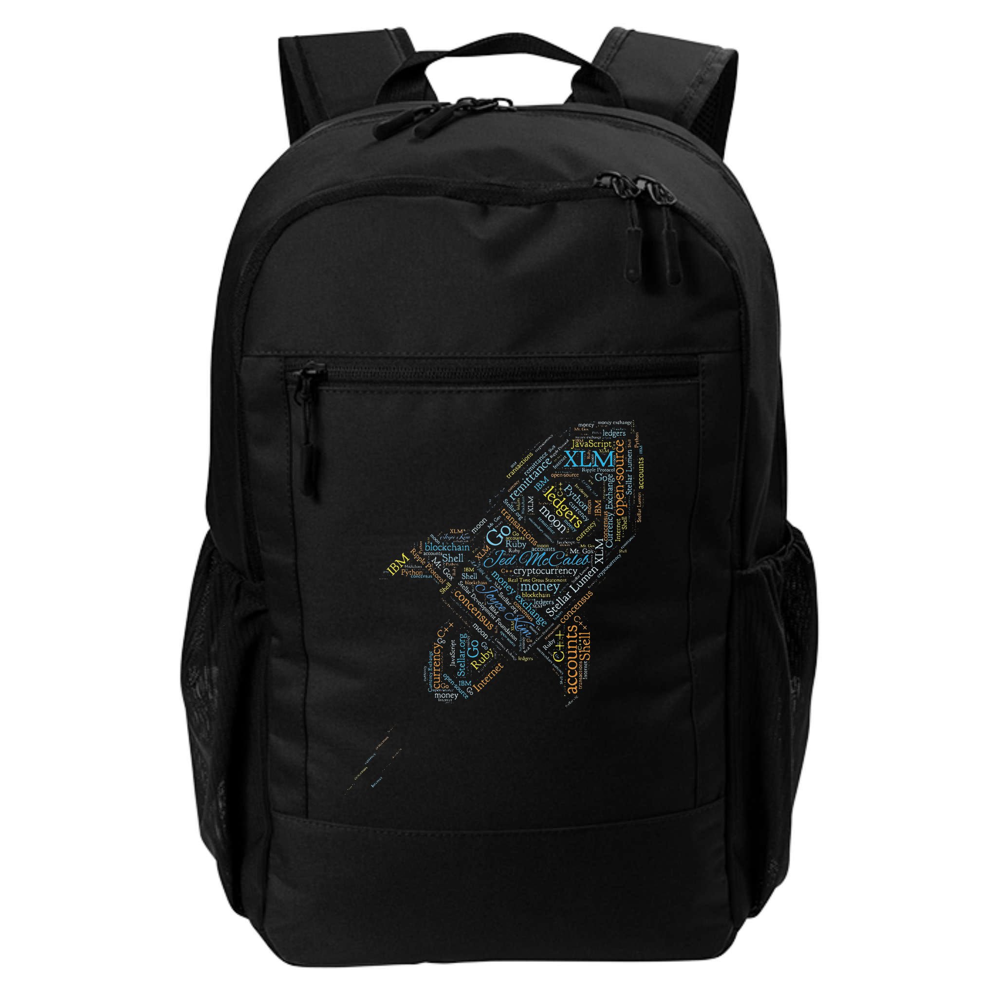 Stellar Lumens Word Cloud Alt Colors Crypto Backpack