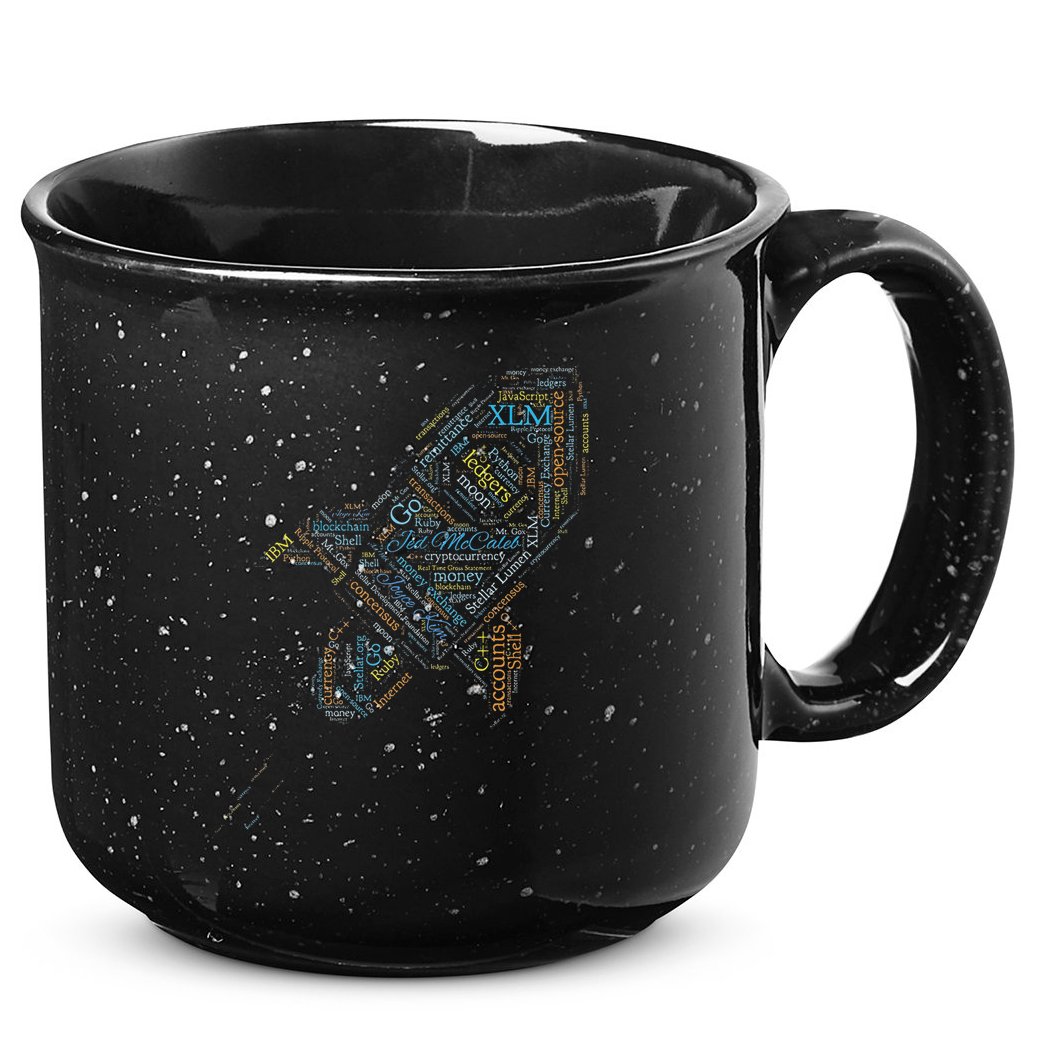 Stellar Lumens Word Cloud Alt Colors Crypto 15oz Campfire Ceramic Mug