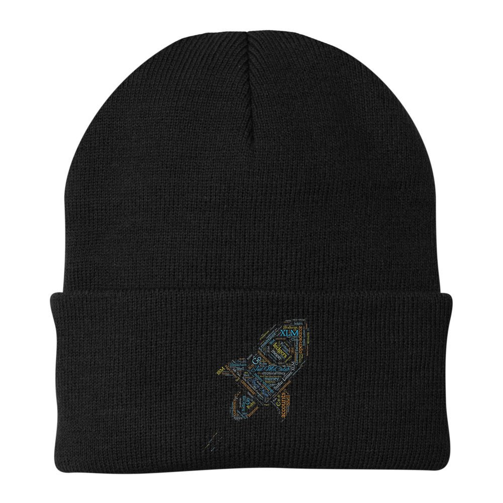 Stellar Lumens Word Cloud Alt Colors Crypto Beanie
