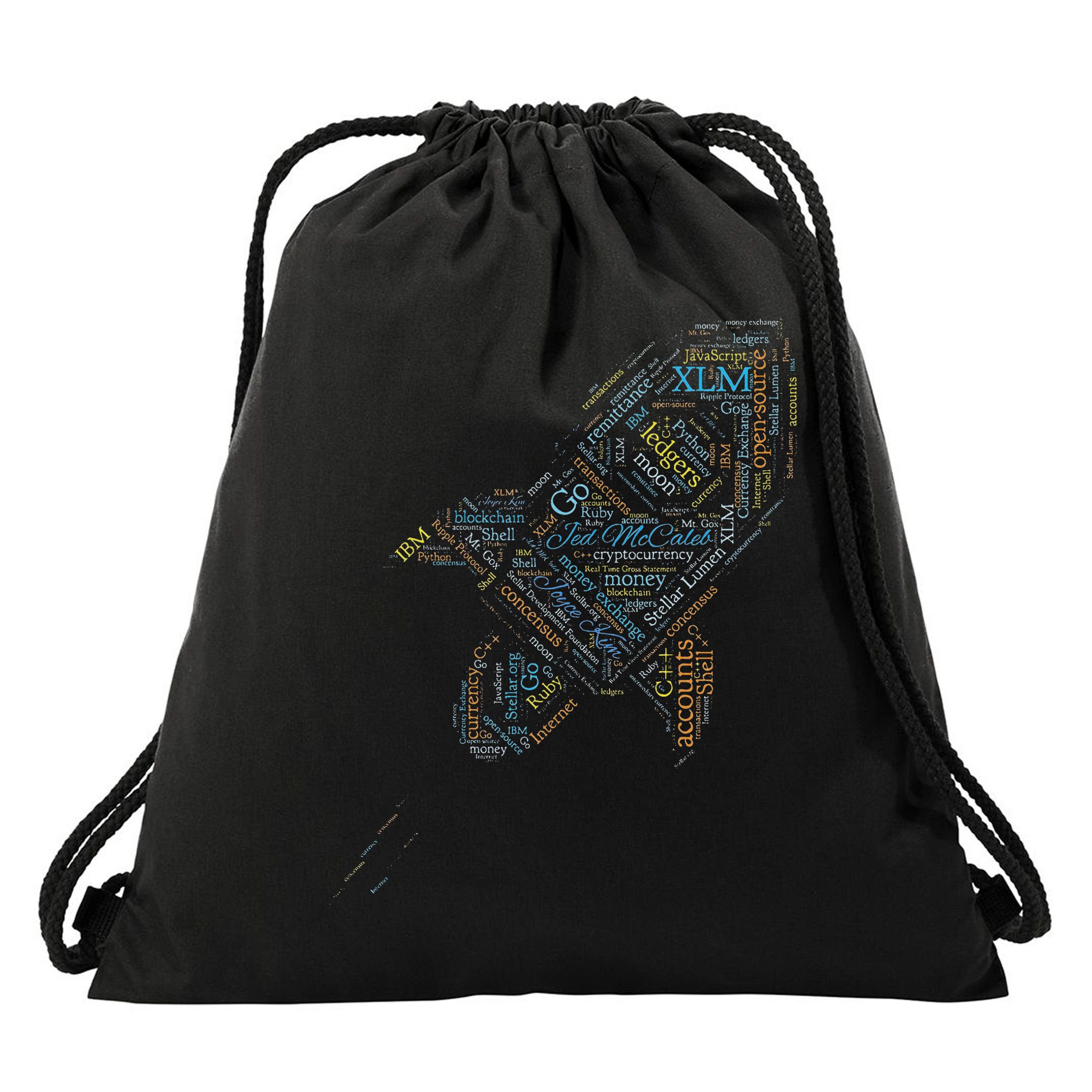 Stellar Lumens Word Cloud Alt Colors Crypto Drawstring Bag