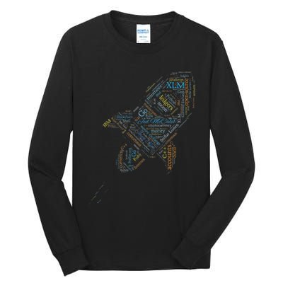 Stellar Lumens Word Cloud Alt Colors Crypto Tall Long Sleeve T-Shirt