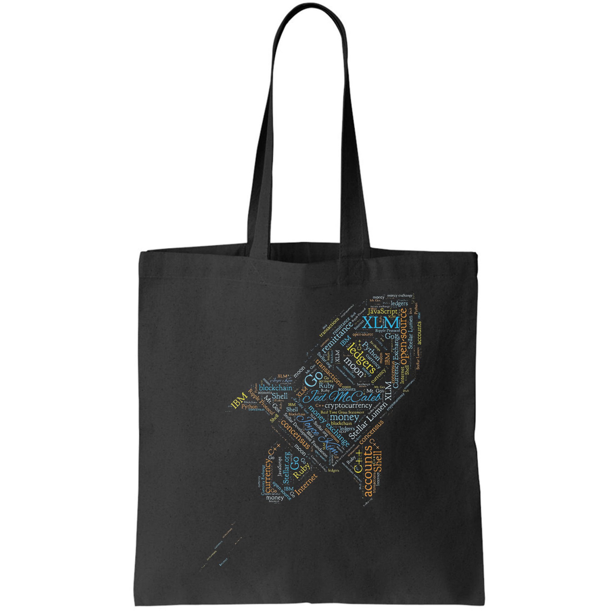 Stellar Lumens Word Cloud Alt Colors Crypto Bag