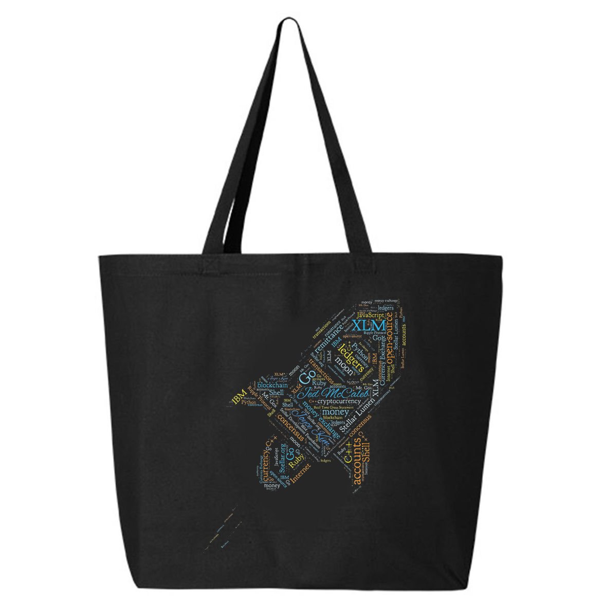 Stellar Lumens Word Cloud Alt Colors Crypto 25L Jumbo Tote
