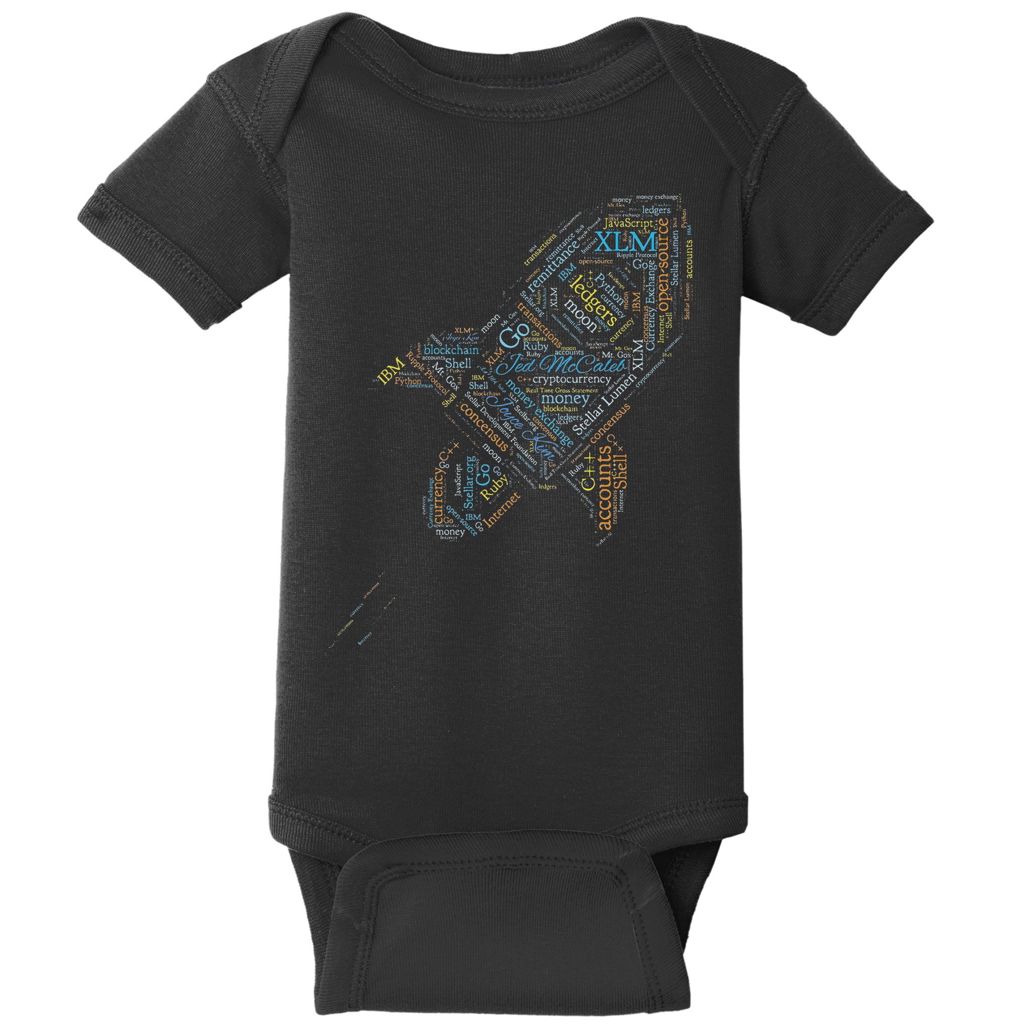 Stellar Lumens Word Cloud Alt Colors Crypto Baby Bodysuit