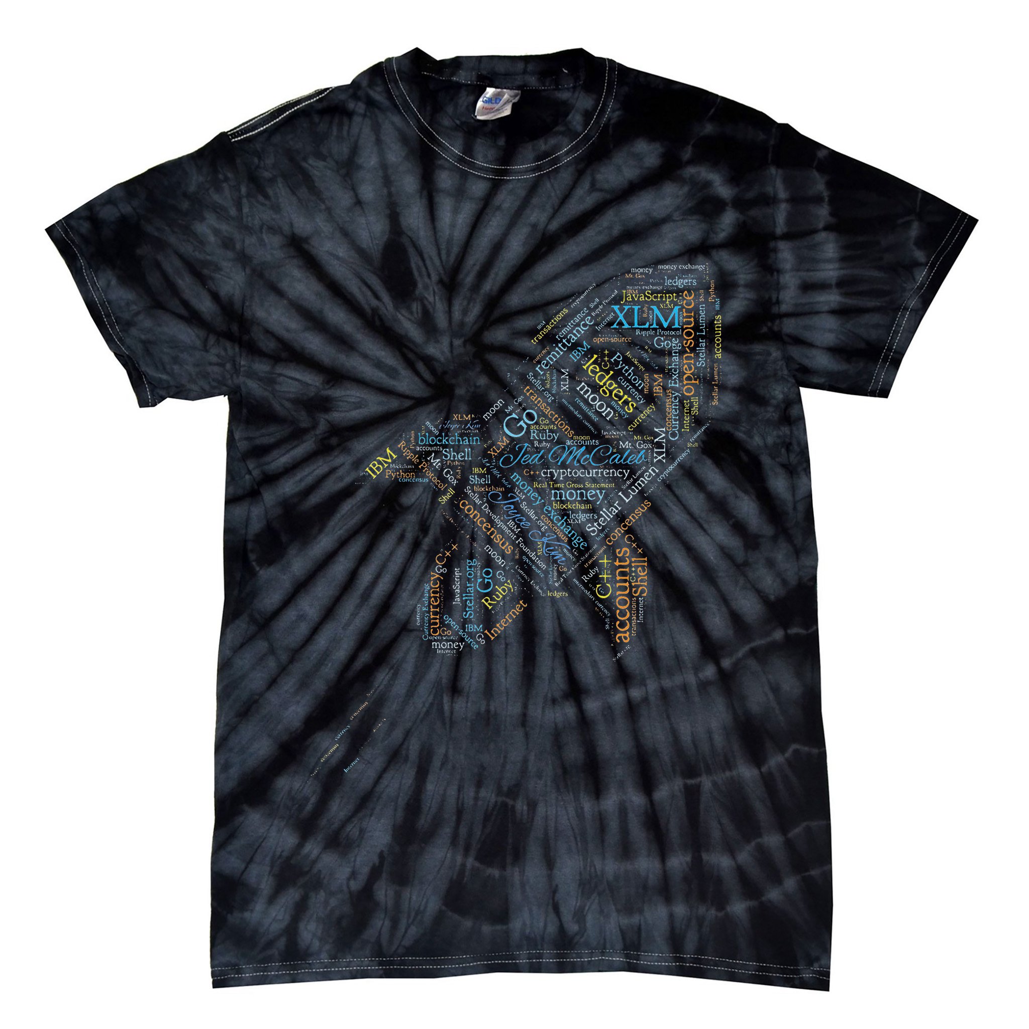 Stellar Lumens Word Cloud Alt Colors Crypto Tie-Dye T-Shirt