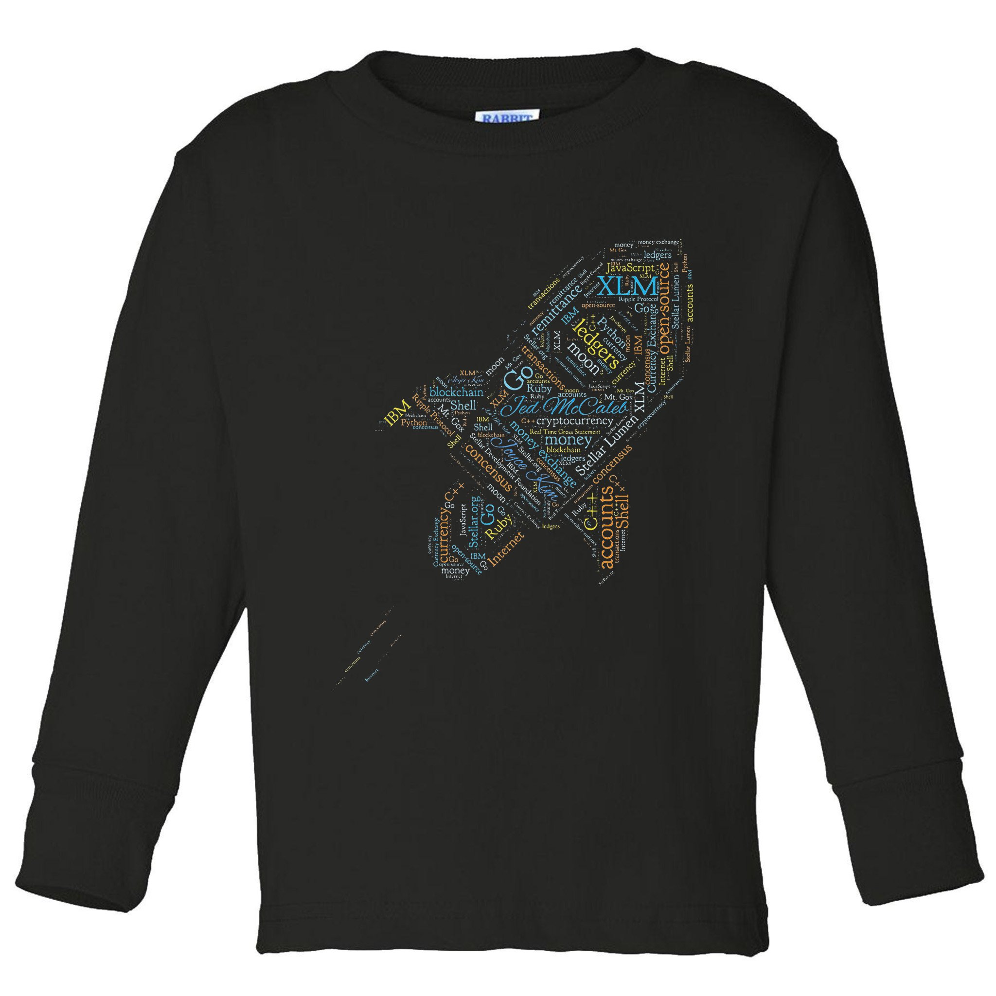 Stellar Lumens Word Cloud Alt Colors Crypto Toddler Long Sleeve Shirt