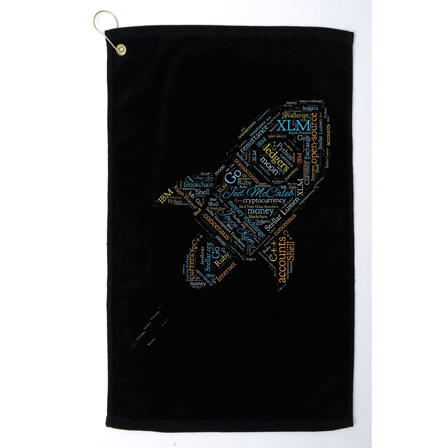 Stellar Lumens Word Cloud Alt Colors Crypto Golf Towel