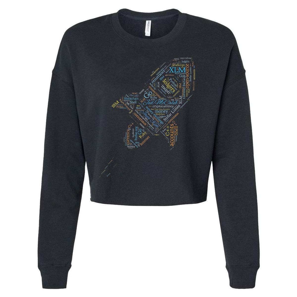 Stellar Lumens Word Cloud Alt Colors Crypto Cropped Pullover Crew