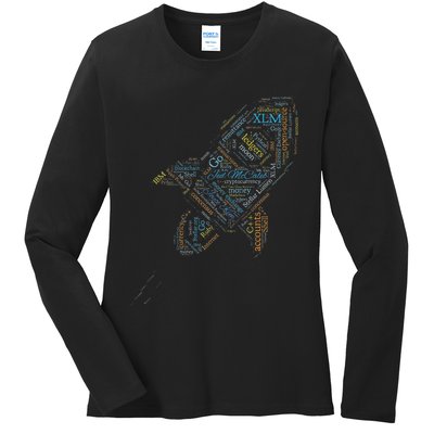 Stellar Lumens Word Cloud Alt Colors Crypto Ladies Long Sleeve Shirt