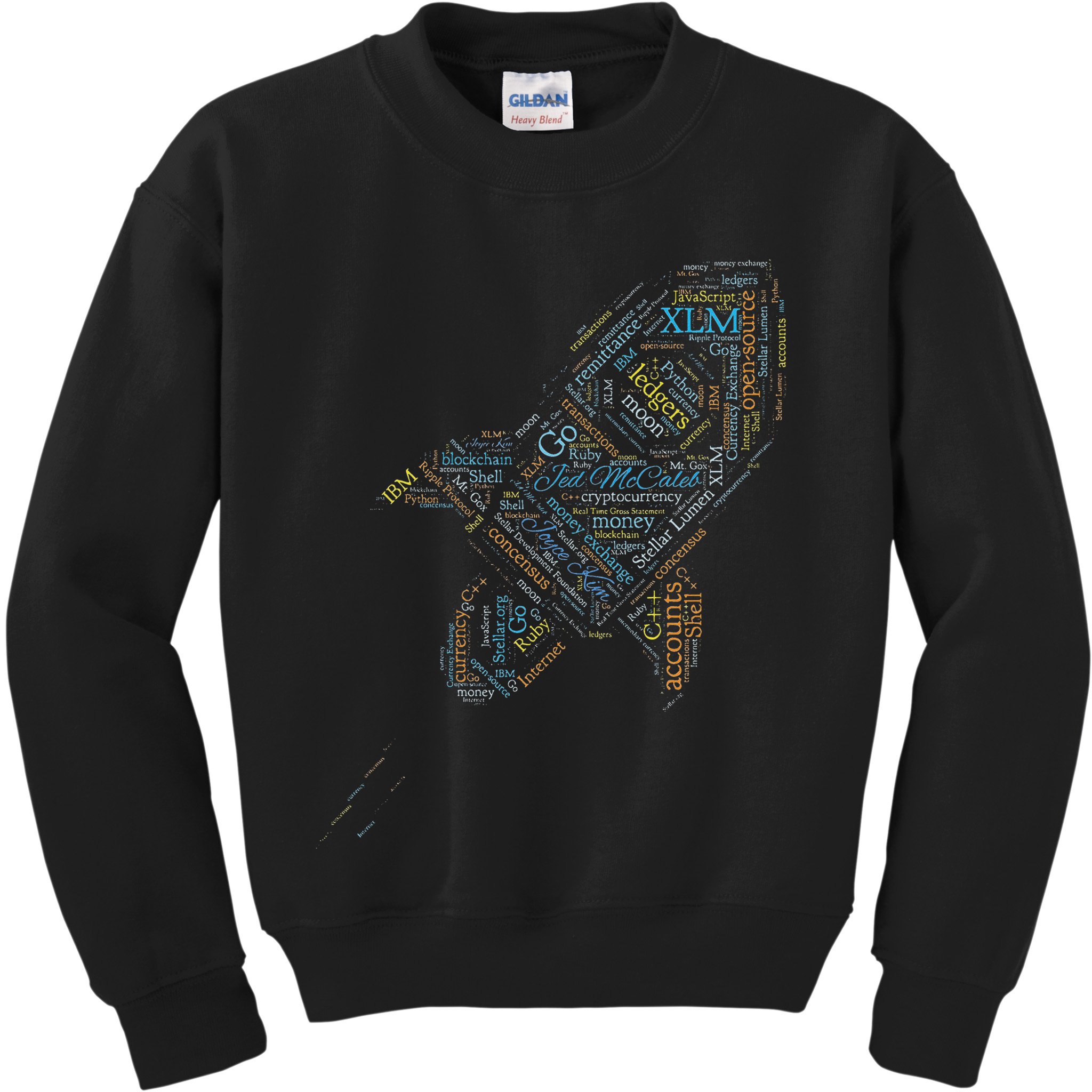 Stellar Lumens Word Cloud Alt Colors Crypto Kids Sweatshirt