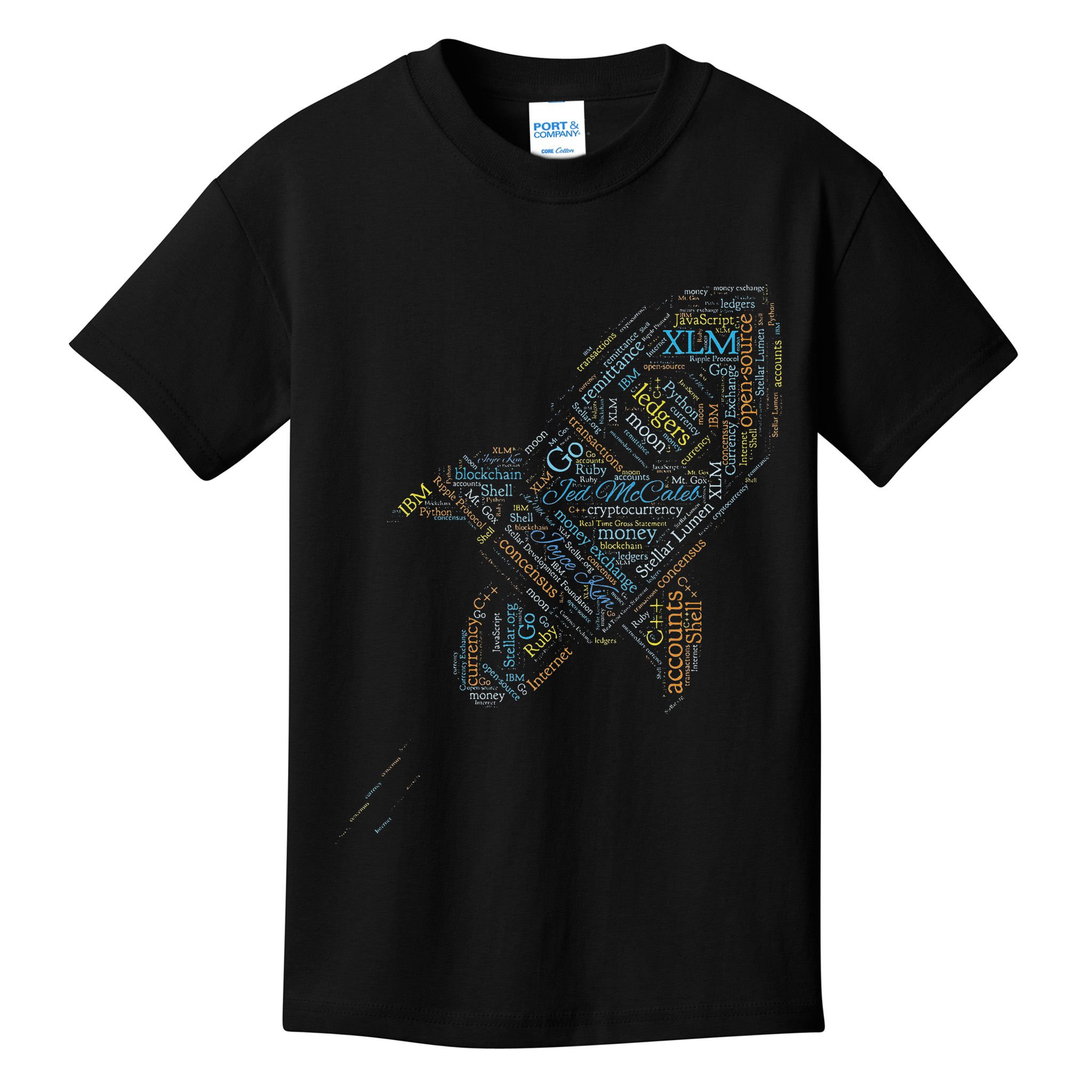 Stellar Lumens Word Cloud Alt Colors Crypto Kids T-Shirt