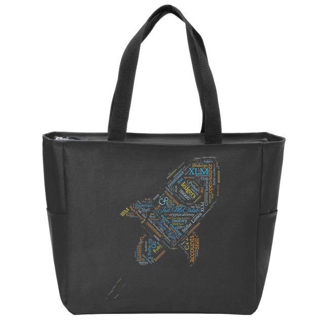 Stellar Lumens Word Cloud Alt Colors Crypto Zip Tote Bag