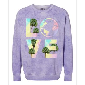 Save Love World Palm Trees Plant Day Tee Save The Plants Cute Gift Colorblast Crewneck Sweatshirt