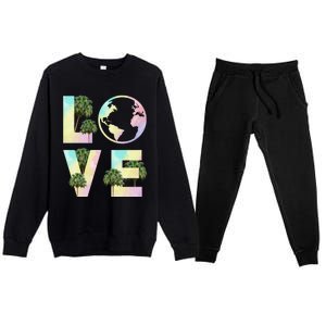 Save Love World Palm Trees Plant Day Tee Save The Plants Cute Gift Premium Crewneck Sweatsuit Set