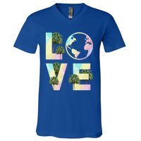 Save Love World Palm Trees Plant Day Tee Save The Plants Cute Gift V-Neck T-Shirt