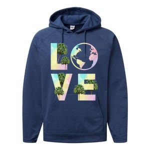 Save Love World Palm Trees Plant Day Tee Save The Plants Cute Gift Performance Fleece Hoodie