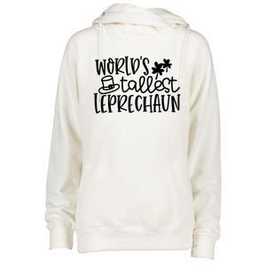 Shamrock Lucky Worlds Tallest Leprechaun St Patricks Da Gift Womens Funnel Neck Pullover Hood