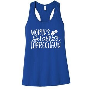 Shamrock Lucky Worlds Tallest Leprechaun St Patricks Da Gift Women's Racerback Tank