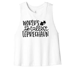 Shamrock Lucky Worlds Tallest Leprechaun St Patricks Da Gift Women's Racerback Cropped Tank