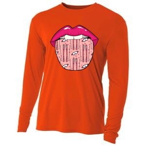 Skier Lips Winter Sports Meaningful Gift Ski Skiing Meaningful Gift Cooling Performance Long Sleeve Crew