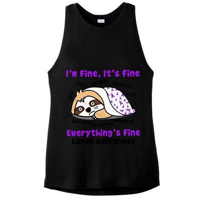 Sloth Lupus Warrior I'm Fine It's Fine Everything's Fine Invisible Illness Ladies PosiCharge Tri-Blend Wicking Tank