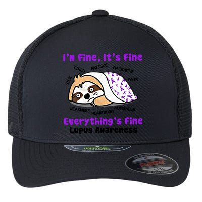 Sloth Lupus Warrior I'm Fine It's Fine Everything's Fine Invisible Illness Flexfit Unipanel Trucker Cap