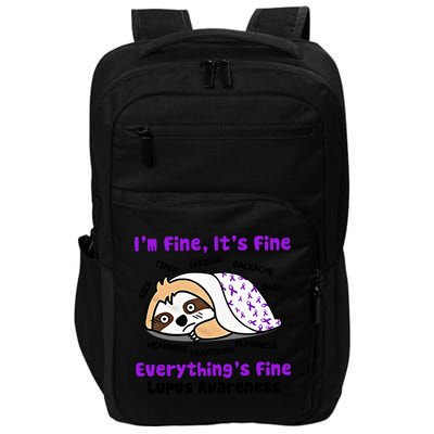 Sloth Lupus Warrior I'm Fine It's Fine Everything's Fine Invisible Illness Impact Tech Backpack